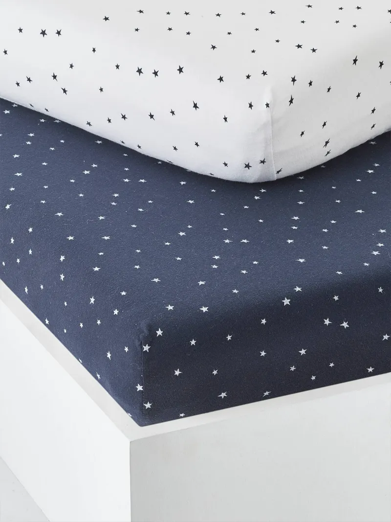 Vertbaudet 2er-Pack Baby Spannbettlaken, Marine+weiß, – Produktbild 1 von 1