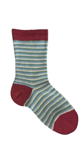 Leela Cotton Leela Cotton Baby/Kinder Socken aus 98% Bio-Baumwolle, Kirschrot/grün/hellblau 3327, – Produktbild 1 von 1