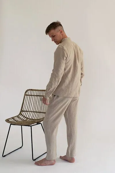 gust. gust. Herren Leinenhosen - Linen pants - 100% Bio-Leinen, Natural (natur), – Produktbild 2 von 2