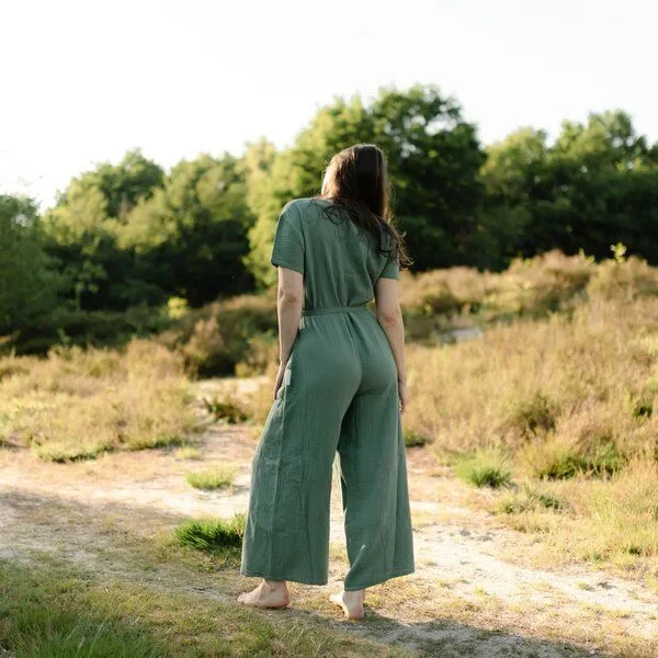 NORDLICHT NORDLICHT Musselin Jumpsuit Lara aus Bio-Baumwolle, Grün, – Produktbild 3 von 4