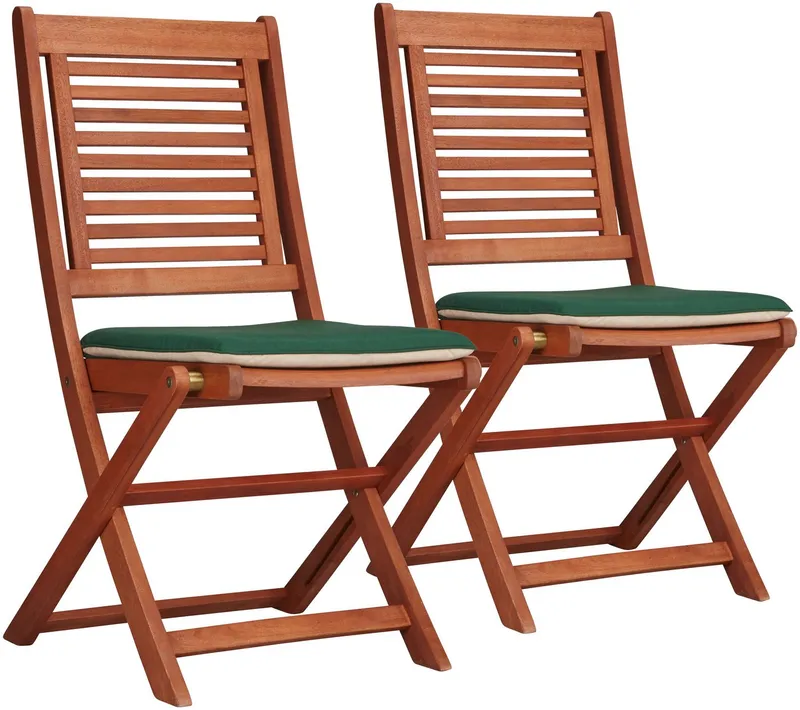 Merxx Merxx Gartenstuhl Cordoba (Set, 2 St), 2er Set, Eukalyptus, klappbar, braun, inkl. Wendeauflage, Braun, – Produktbild 1 von 4