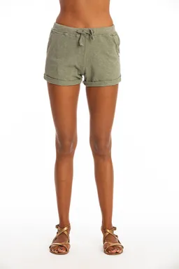 RAVENS VIEW IBIZA RAVENS VIEW IBIZA Damen vegan Mini Shorts Sunset Khaki Grün – Produktbild 1 von 1