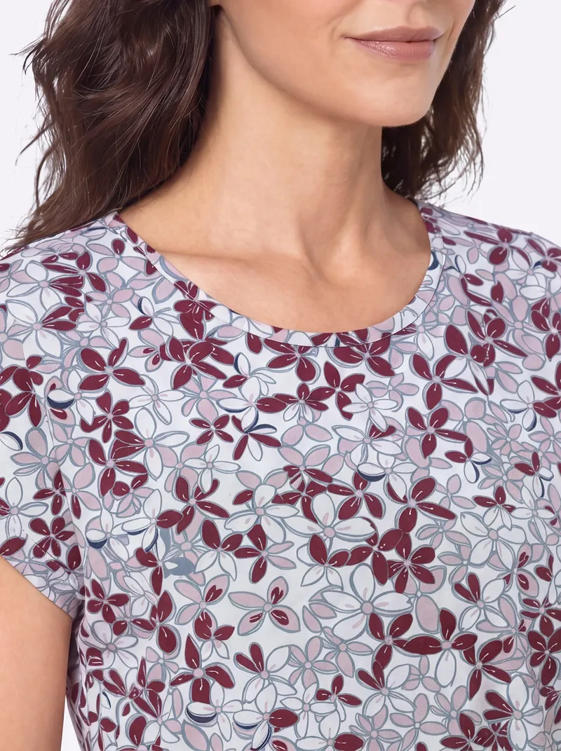 Witt Rundhalsshirt rosé-taubenblau-bedruckt, Rosé-taubenblau-bedruckt, – Produktbild 2 von 2