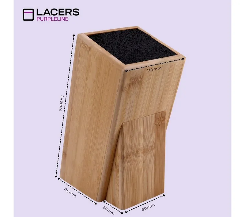 Lacers Messerblock Lacers PurpleLine Bambus mit Borsteneinsatz OHNE MESSER - Universal (1tlg), leicht zu säubern, aus Bambus, Modern, – Produktbild 2 von 5