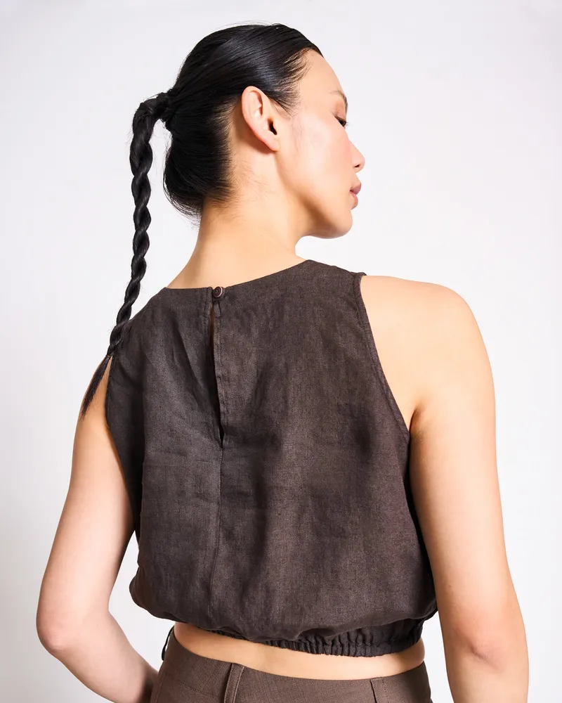 JAN N JUNE JAN 'N JUNE Damen vegan Cropped Top Lupin Schlammbraun, Braun, – Produktbild 1 von 2