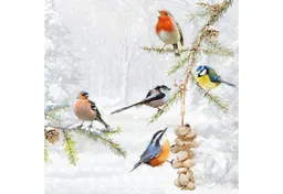 Ambiente Luxury Paper Products Papierserviette, Servietten Papier 33x33cm 3-lagig mit Wintervögel Motiv 20 Stück – Produktbild 1 von 1
