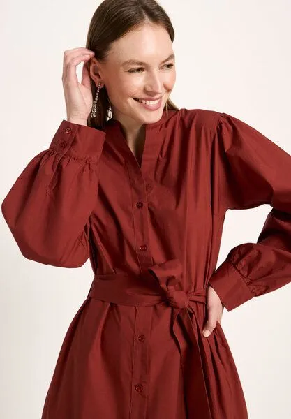 LANIUS LANIUS Langarm-Kleid mit Kräuseln, Red mahagony, – Produktbild 4 von 4