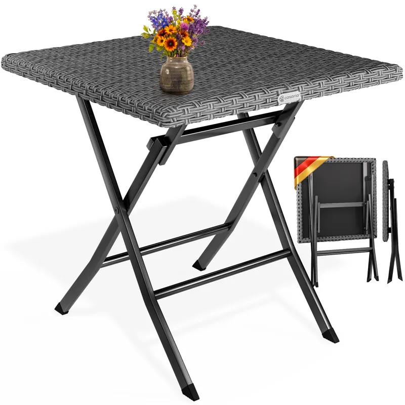 Casaria® Polyrattan Klapptisch Rom Anthrazit 75x65x65cm – Produktbild 1 von 2