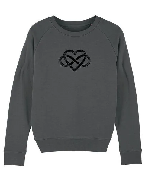 Human Family Human Family Bio Damen Rundhals Sweatshirt "Feel - Endless Love" - in 7 Farben, Anthrazit, – Produktbild 1 von 3