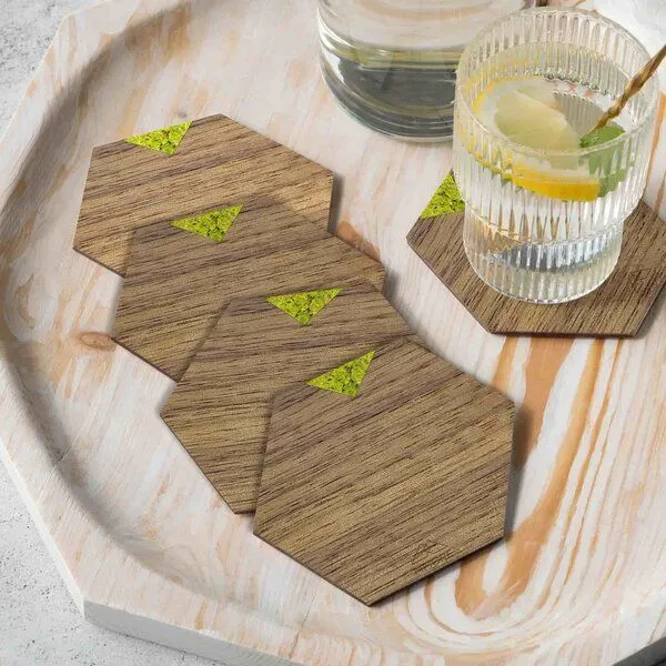 MMore MMore Untersetzer aus Holz - Amerikanischer Nussbaum, Eichenholz und organische Materialien / 4er-Set, Bergstein, – Produktbild 5 von 5