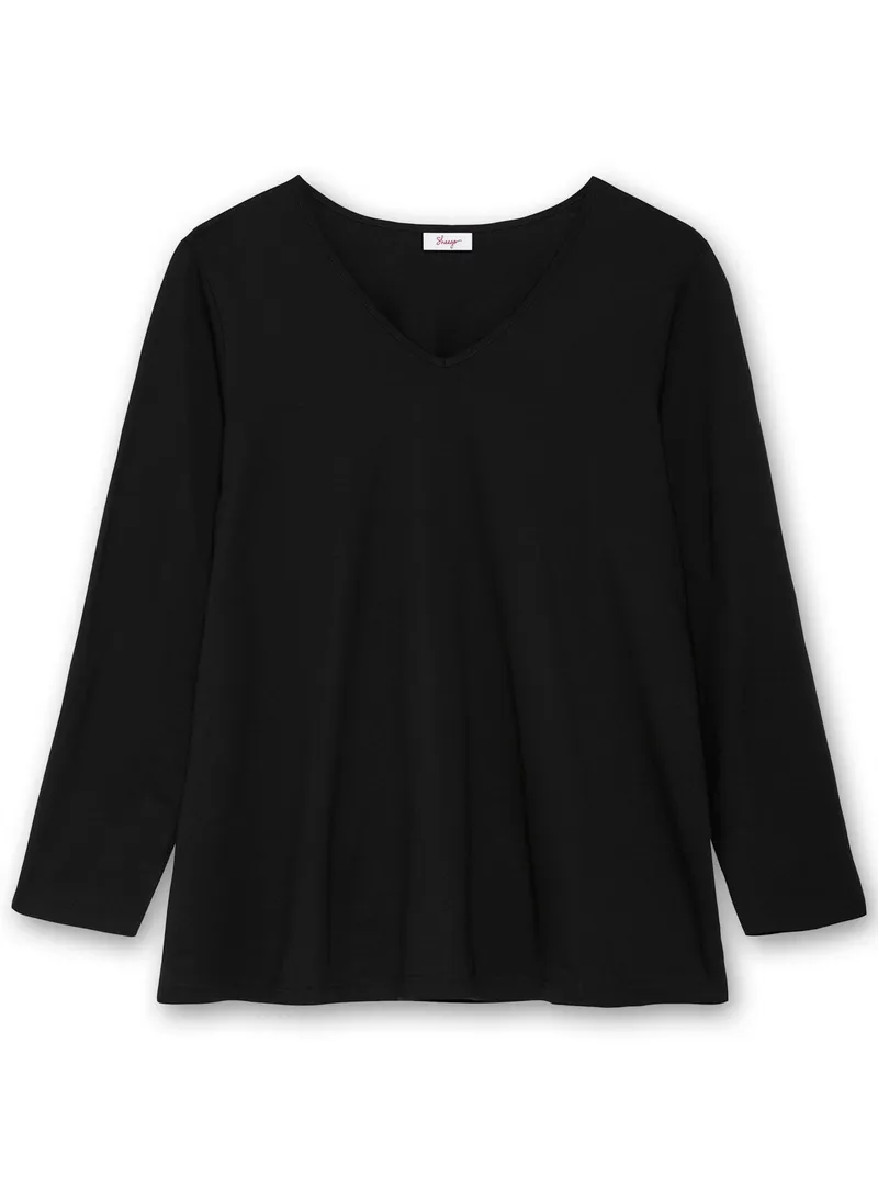 sheego Langarmshirt schwarz, Schwarz, – Produktbild 1 von 2
