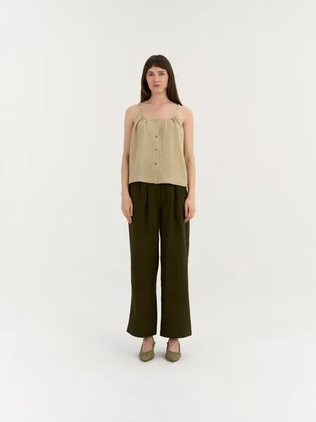 AmourLinen AmourLinen Leinen-Top mit Knöpfen MARIS, Beige (braun), – Produktbild 1 von 1