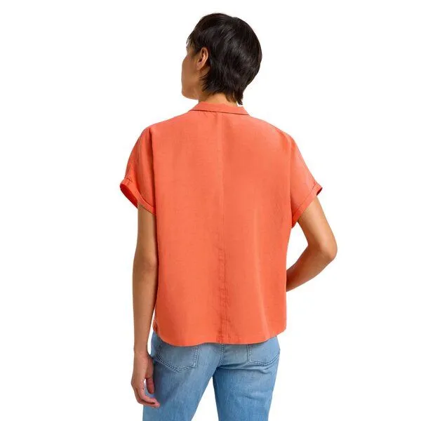 LANIUS LANIUS Kurzarmbluse aus Tencel und Leinen, Coral (orange), – Produktbild 4 von 4