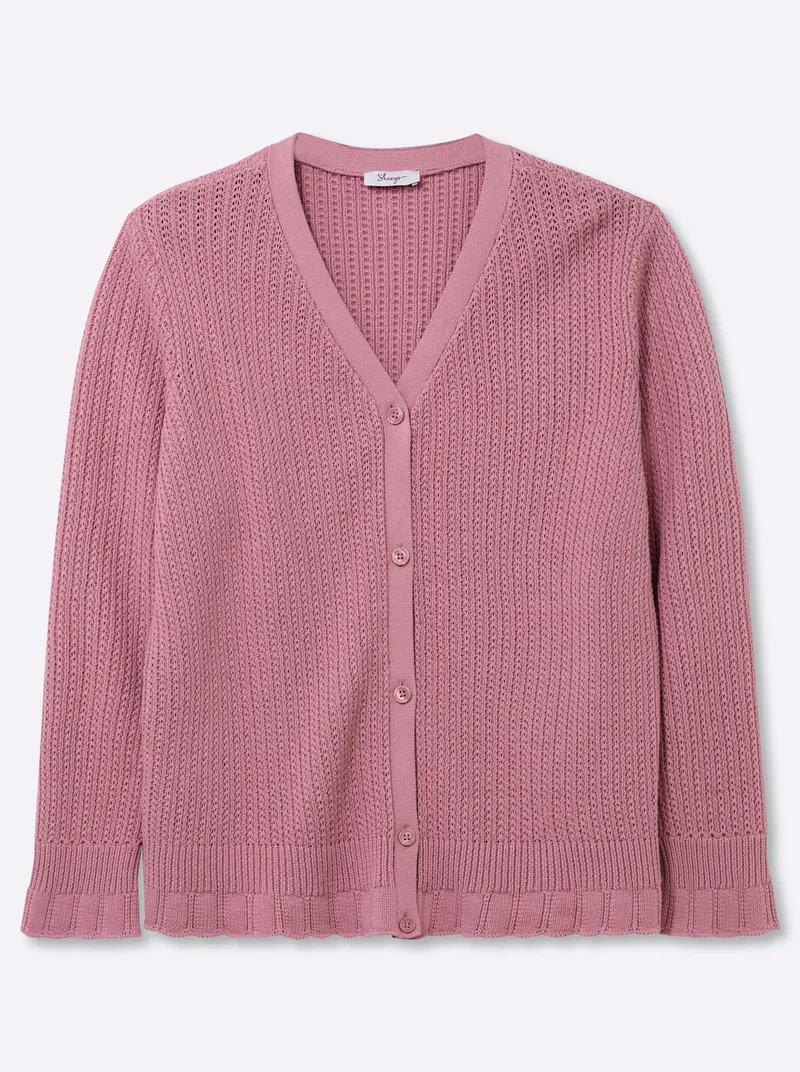 sheego Ajourstrickjacke, Altrosa, – Produktbild 1 von 2