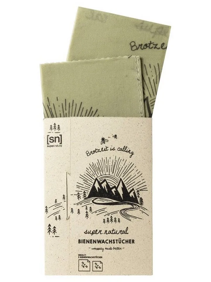 Super.Natural Super.Natural Bienenwachstücher Bienenwachstücher BEES WAX WRAPS, Doppelpack, 2-tlg., 2, antibakteriell, mehrfach wiederverwendbar, Beige, – Produktbild 1 von 5