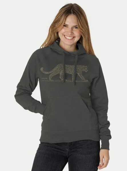 Peaces.bio - handbedruckte Biomode Peaces.bio - handbedruckte Biomode Bio-Damen-Kapuzensweater Leopard, Graphitgrau, – Produktbild 1 von 1