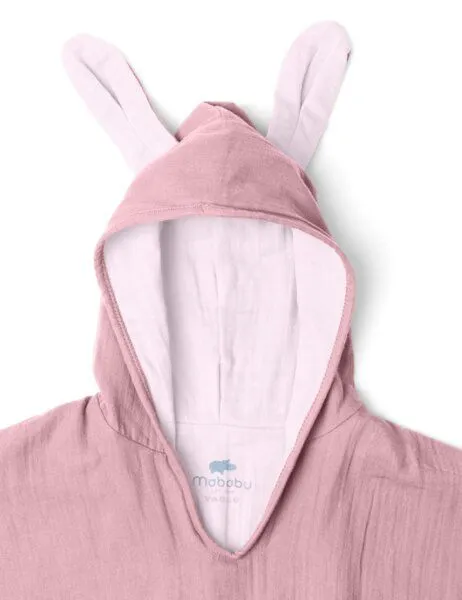 Mababu Mababu Musselin Badeponcho aus 100% Bio-Baumwolle, OEKO-TEX® STANDARD 100 & GOTS zertifiziert, für Kinder (1-3 Jahre, 4-7 Jahre), Dusty rose/pink, – Produktbild 3 von 4