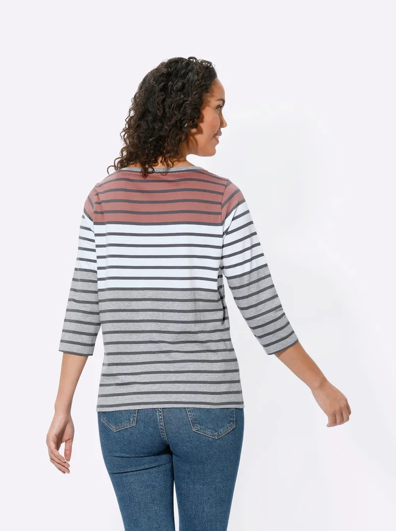 Witt Ringelshirt rosenholz-grau-geringelt, Rosenholz-grau-geringelt, – Produktbild 2 von 2