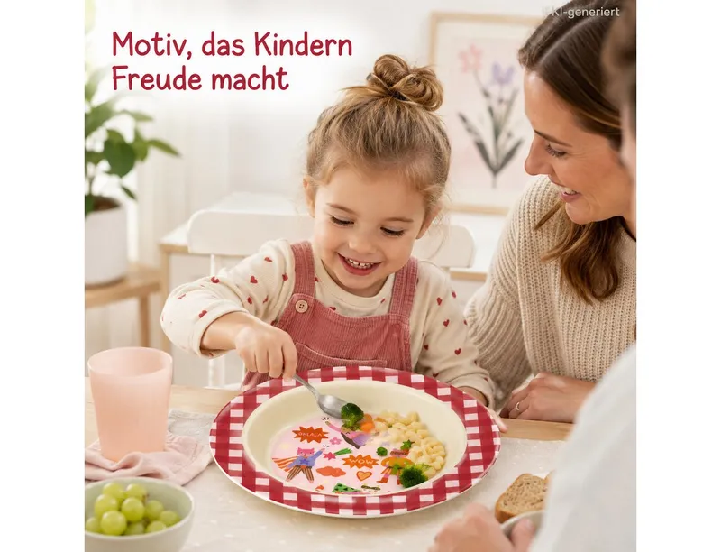 RICE RICE Teller Tiefer Kinderteller 20cm Rot Super Hero Melamin Kindergeschirr, (1 St), Rot, – Produktbild 4 von 5