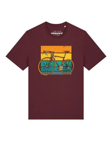 watapparel watapparel T-Shirt Unisex Retro Bike, Burgundy, – Produktbild 1 von 2