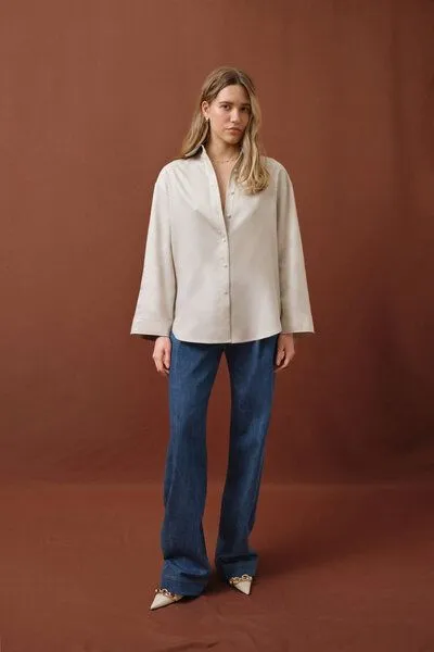 IVA RYCH IVA RYCH Klassisches Hemd mit Manschetten aus Leinen I Deadstock, Beige, – Produktbild 1 von 3