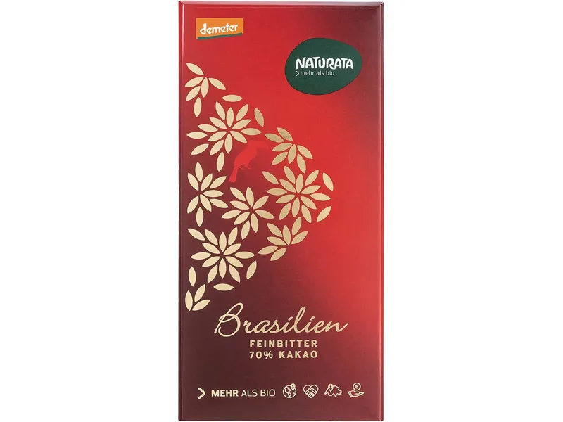 Naturata NATURATA Bio-Bitter-Schokolade "Brasilien" 70 % Kakao, demeter-zertifiziert, 80 g – Produktbild 1 von 1