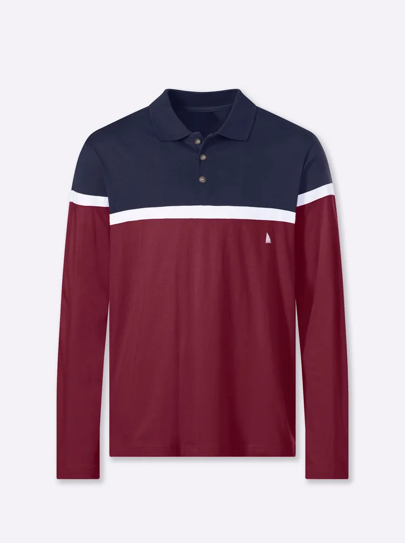 Catamaran Langarm-Poloshirt marine-dunkelrot, Marine-dunkelrot, – Produktbild 2 von 2