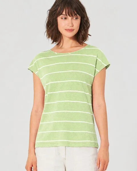 HempAge HempAge Damen Streifenshirt Hanf/Biobaumwolle, Matcha (grün), – Produktbild 3 von 4