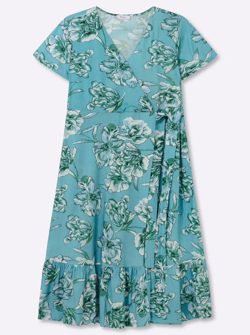 sheego by Joe Browns Wickelkleid, Aquamarin-smaragd-gemustert, – Produktbild 1 von 2