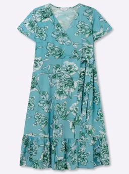 sheego by Joe Browns Wickelkleid aquamarin-smaragd-gemustert – Produktbild 1 von 1