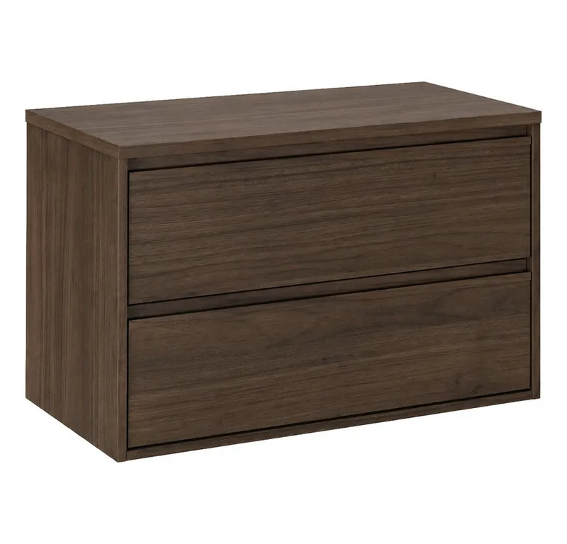 Lomadox Waschbeckenschrank VERZUOLO-56-WALNUT 80 cm breit in Walnuss, wandhängend, grifflos, Braun, – Produktbild 1 von 4