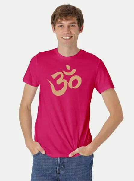 Peaces.bio - handbedruckte Biomode Peaces.bio - handbedruckte Biomode Fit T-Shirt "Om" Herren, Pink, – Produktbild 2 von 3