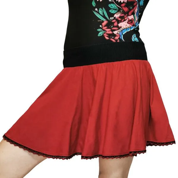 liebewicht liebewicht weiter Rock aus Bio Jersey für Damen, Rot/schwarz, – Produktbild 5 von 5
