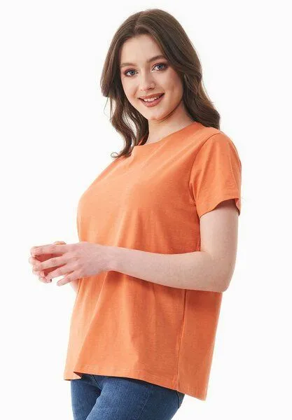 ORGANICATION ORGANICATION Damen Basic T-Shirt aus Bio-Baumwolle, Dusty orange, – Produktbild 4 von 4