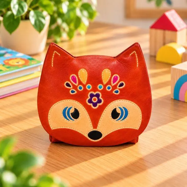 Janselo Fuchsgesicht Kinder-Spardose aus Shanti-Leder – Produktbild 1 von 3