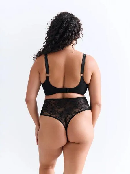 erlich textil erlich textil Sleek Lace High Waist String aus Spitze, hergestellt in der Türkei, Schwarz, – Produktbild 4 von 4