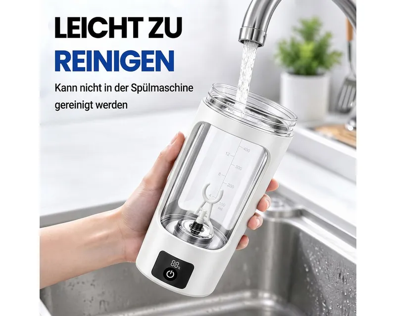 Vashoy Elektrischer Shaker 700 ML Shaker mit Pulverfach, BPA-frei, USB-C, LED-Temperaturanzeige, 7,4 W, Eiweiß Shaker Elektrisch für Potein Pulver und Milchshake, Led weiß, – Produktbild 5 von 5