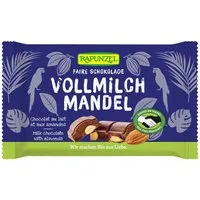 RAPUNZEL RAPUNZEL Bio-Vollmilch-Schokolade mit ganzen Mandeln, 100 g – Produktbild 1 von 1