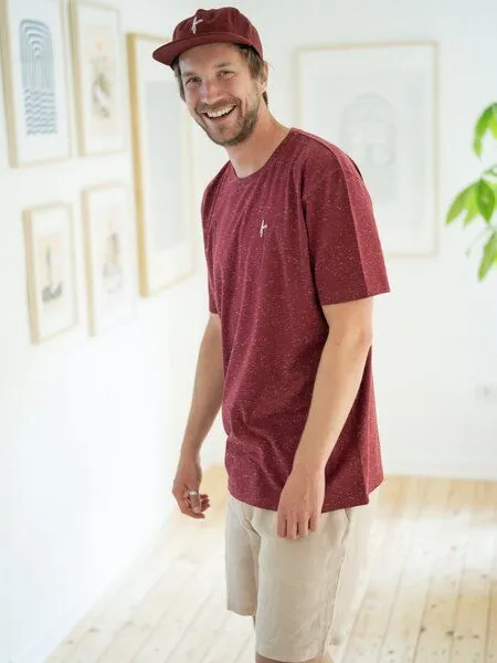 FUXBAU FUXBAU Männer fux T-Shirt - neps, Bordeaux neps, – Produktbild 2 von 4