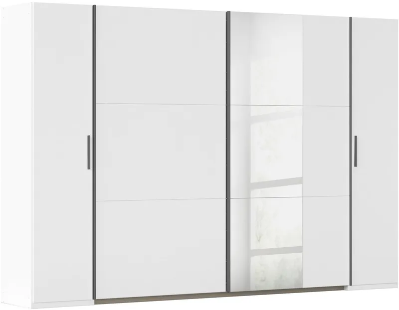 Rauch Rauch Schwebetürenschrank Kleiderschrank Drehtürenschrank Schrank Garderobe KRONACH (in 3 Ausstattungen BASIC/CLASSIC/PREMIUM, Breiten 225/268/311/354 cm) Kombischrank optional mit 1 oder 2 Spiegel viele Böden MADE IN GERMANY, Grau|weiß, – Produktbild 2 von 7