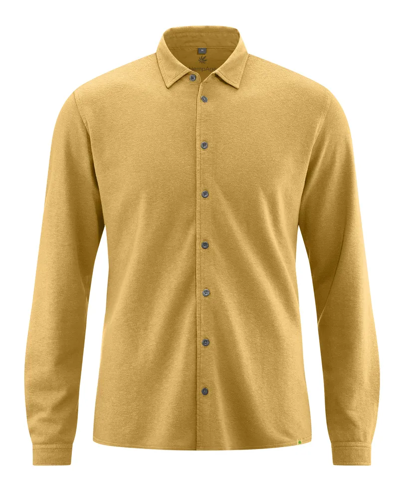 HempAge Hempage Herren vegan Hemd Aus Slub Jersey Dijon Gelb, Gelb, – Produktbild 1 von 2