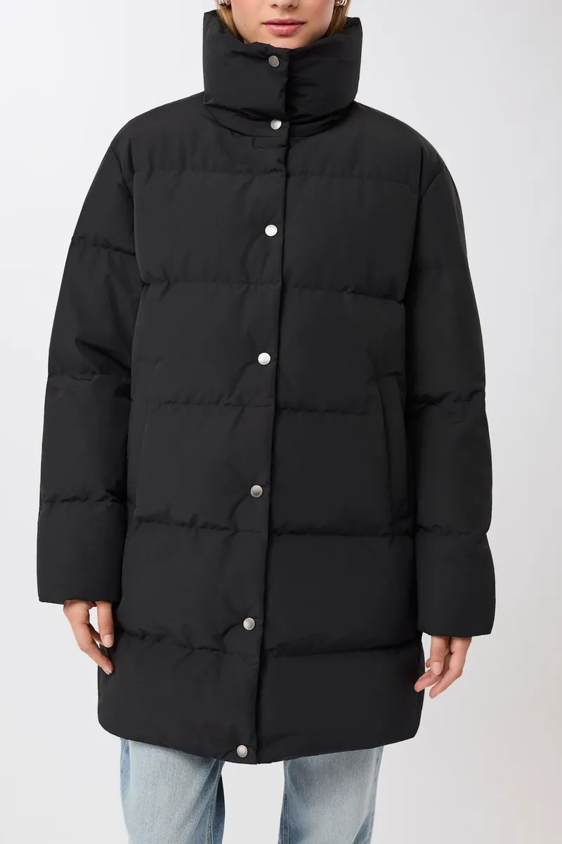 LangerChen LangerChen Damen vegan Jacke Mit Stehkragen Schwarz, Schwarz, – Produktbild 1 von 2