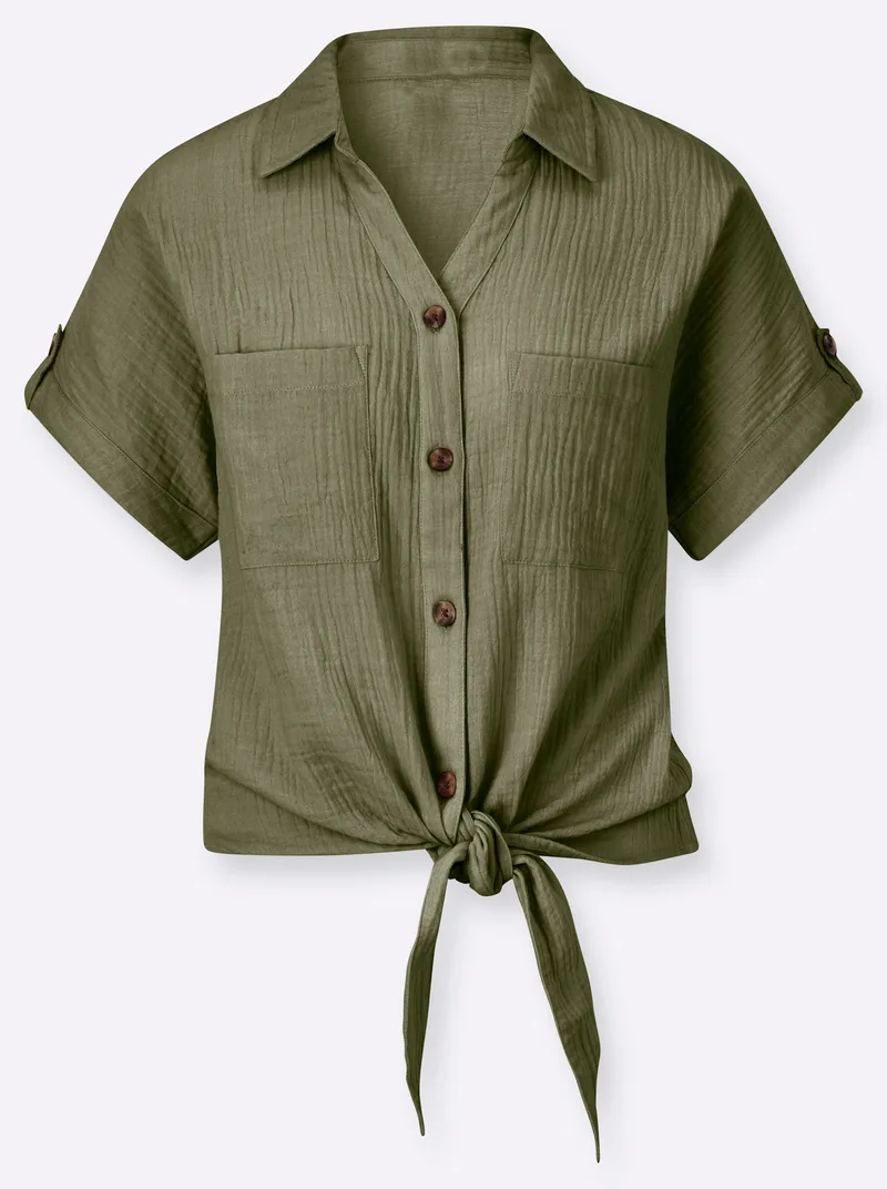 Witt Baumwollbluse oliv, Oliv, – Produktbild 1 von 2