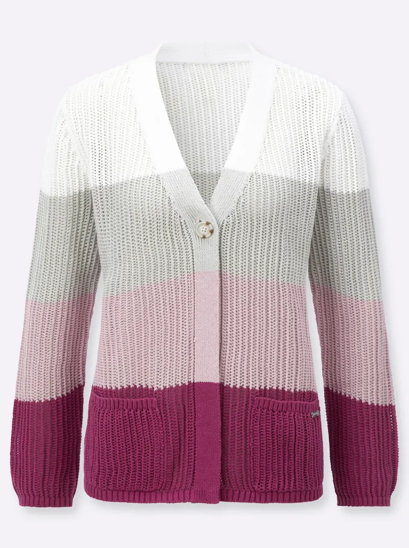 Witt Ajourstrickjacke, Erika-ecru-geringelt, – Produktbild 1 von 2