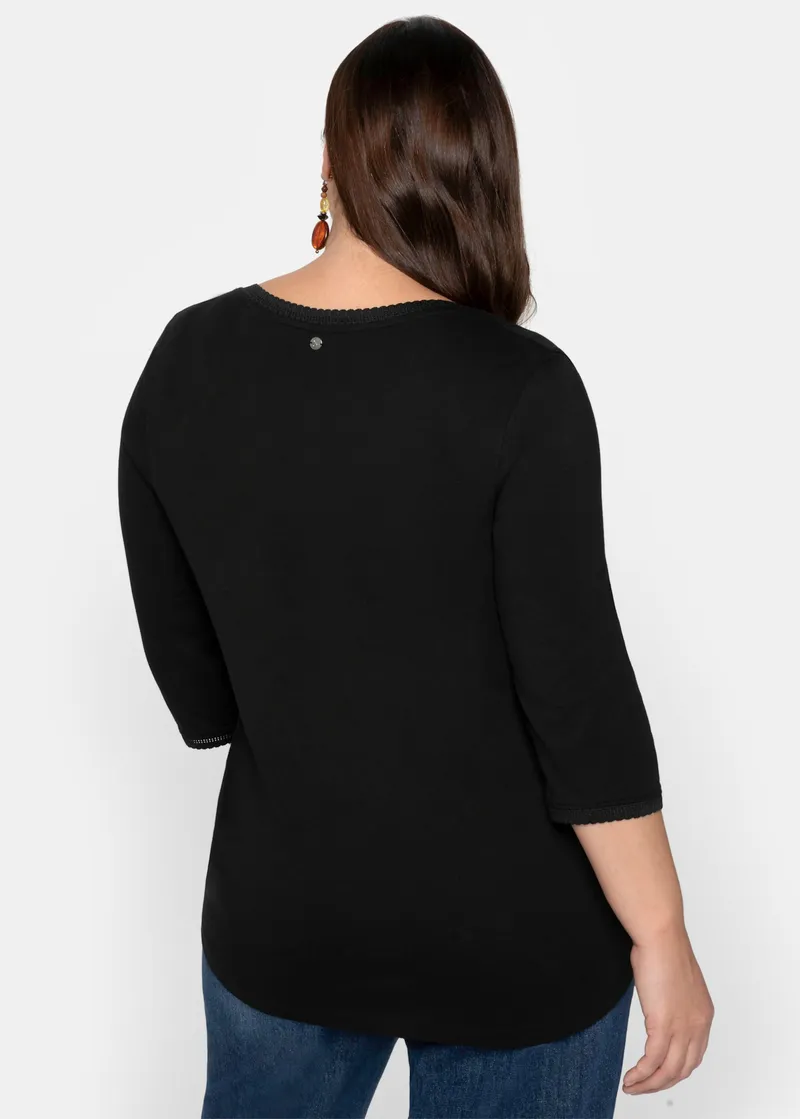 sheego 3/4-Arm-Shirt schwarz, Schwarz, – Produktbild 2 von 2