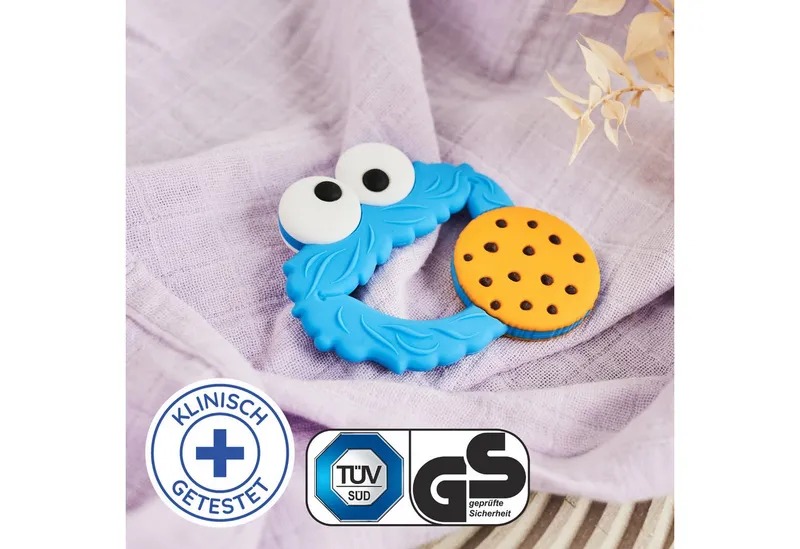 happybrush happybrush Beißring Baby Beißring - Sesamstraße - ab 4 Monate, - Kühlend, Blau, – Produktbild 2 von 5