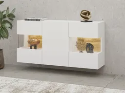 Home affaire Sideboard Ava, Breite 120 cm, hängend und stehend montierbar, moderne grifflose Kommode, Anrichte, 3Türen, Eckverglasung – Produktbild 1 von 1