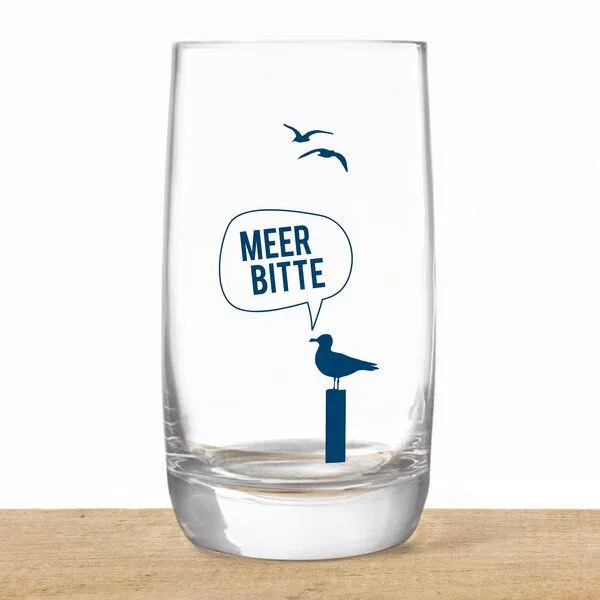 Bow & Hummingbird Bow & Hummingbird Kristallglas, Longdrinkglas "Meer Bitte Möwe" made in EU – Produktbild 1 von 4