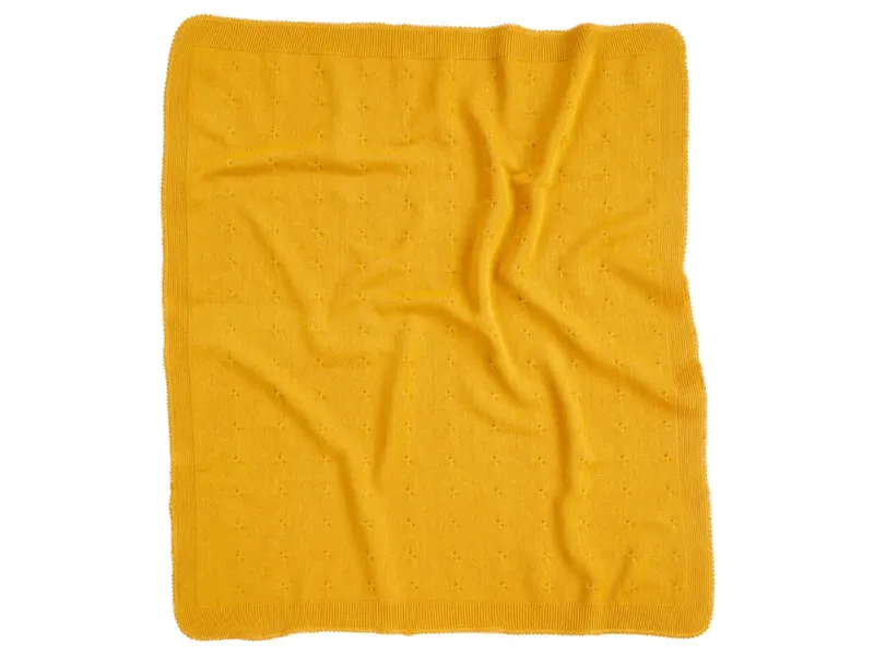 Reiff Strickwaren Babydecke Bio-Merinowolle Twist kurkuma Maße 80 x 80 cm, Gelb, – Produktbild 2 von 2
