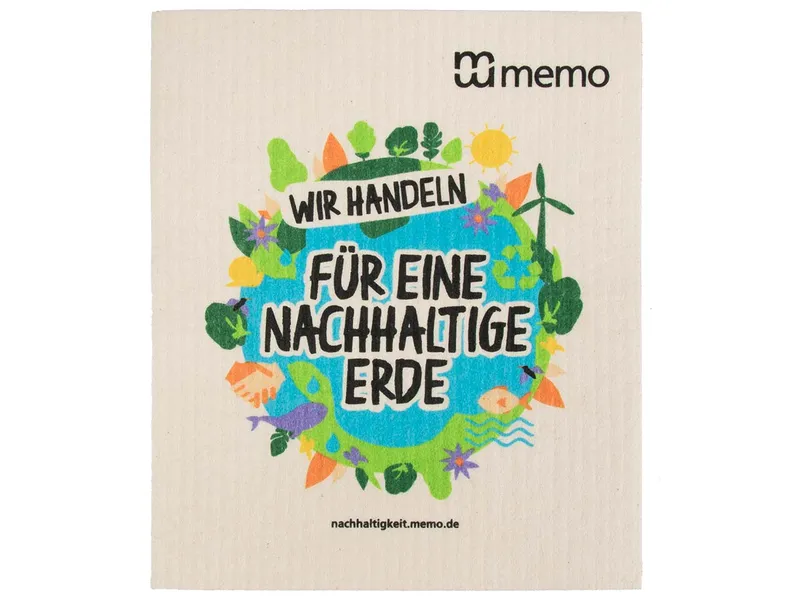 Memo memo Schwammtuch 'Wir handeln für eine nachhaltige Erde' – Produktbild 1 von 1
